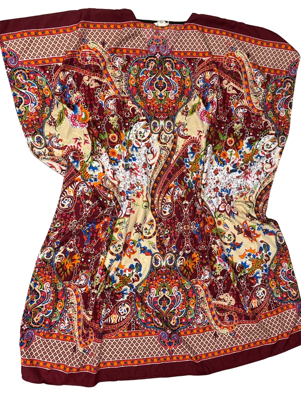 Women's Maxi Dress Kaftan - Burgundy Paisley Print